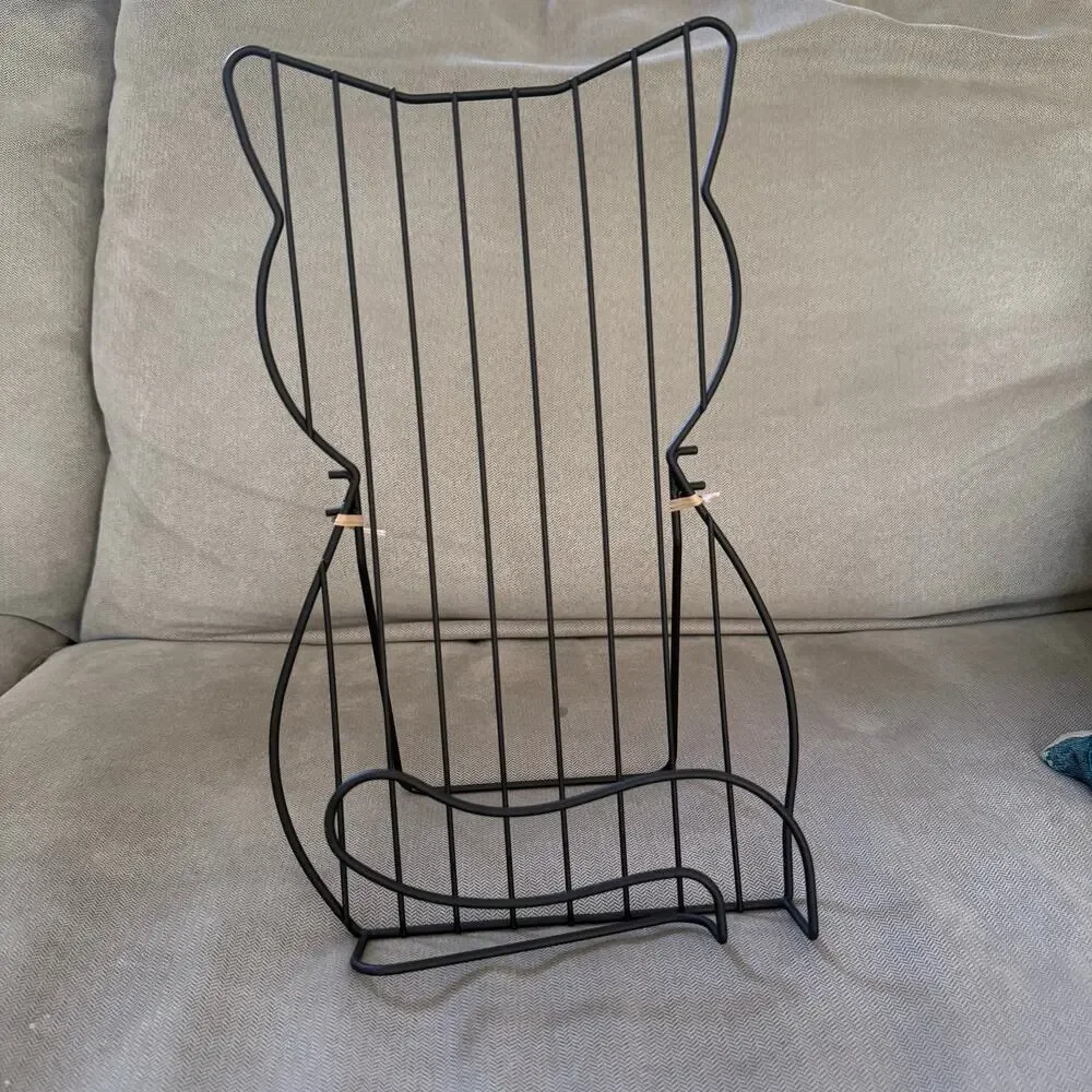 Kikkerland Cat Book Stand Black Metal Cookbook Recipe Holder NEW in Box